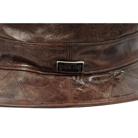 Christian Dior Womens Vintage Logo Bucket Hat 57 Brown Distressed Goat Leather main image 14